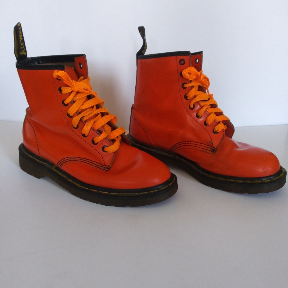 Dr. Martens 1460 orange leather combat boots